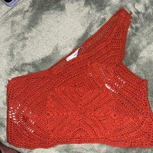 Mango Rust Crochet Crop Top